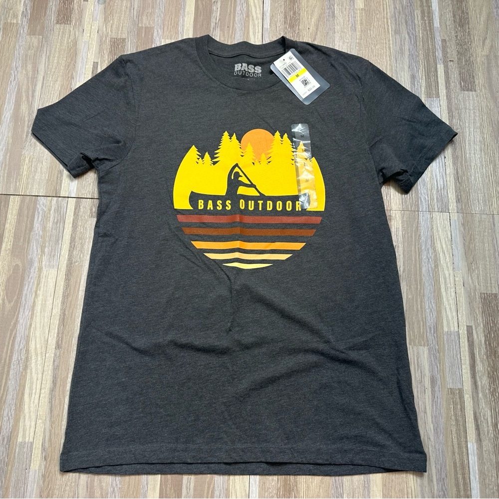 Bass Outdoors Gray & Yellow T-Shirt from Macy’s, Size Medium NWT